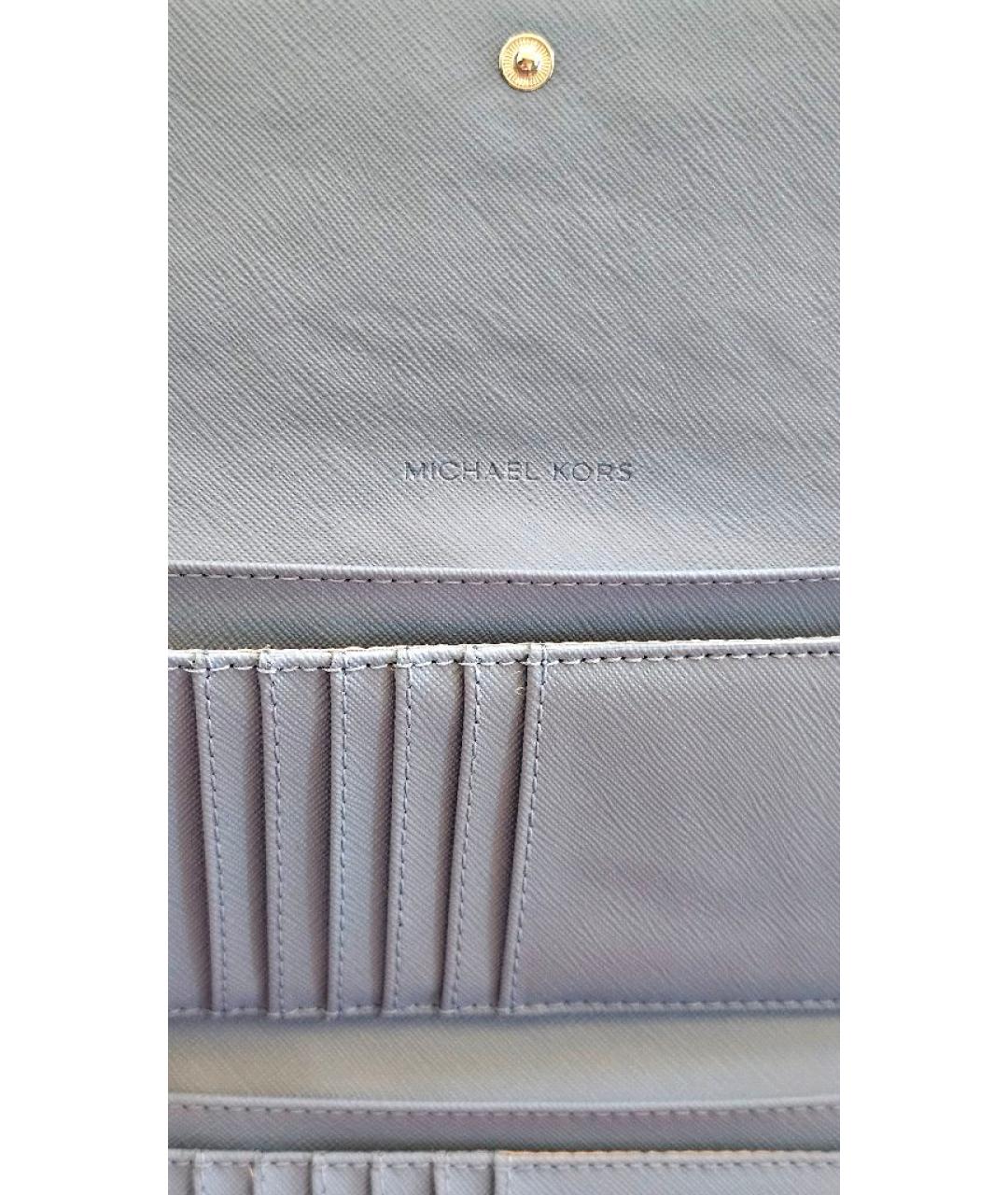MICHAEL KORS Голубой кожаный кошелек, фото 5