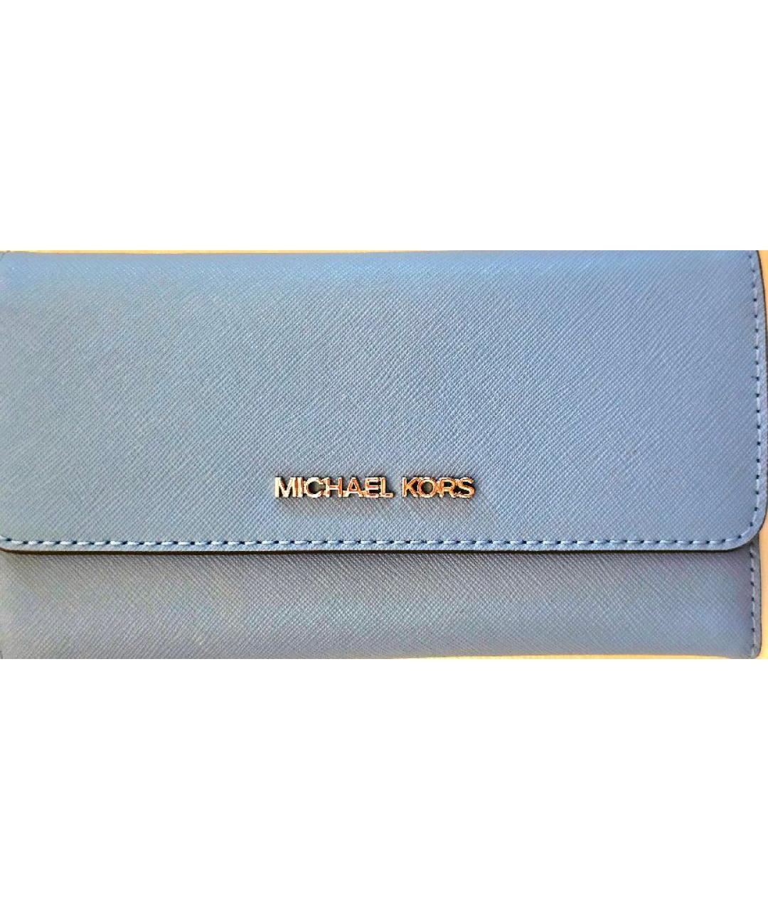 MICHAEL KORS Голубой кожаный кошелек, фото 2