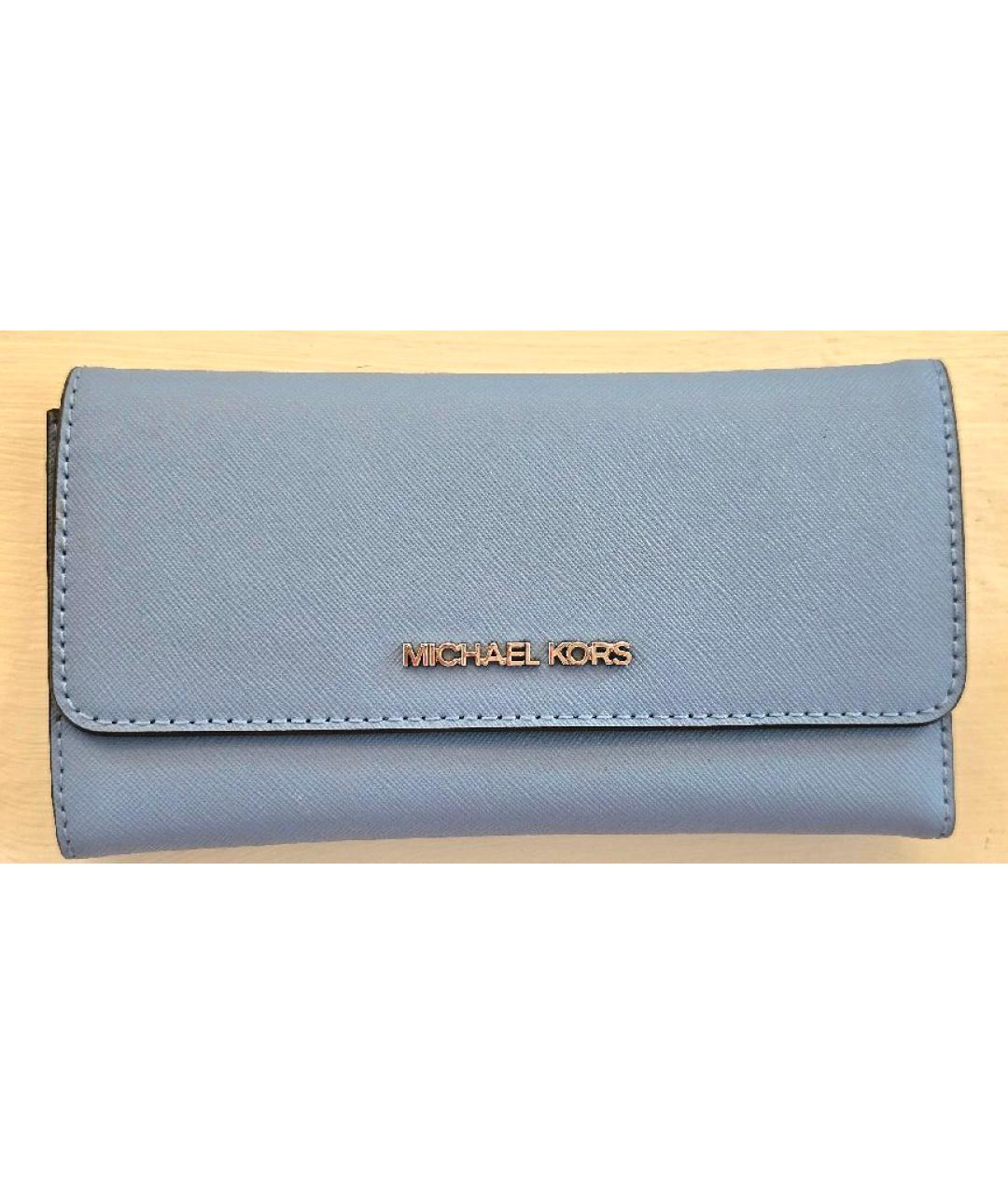 MICHAEL KORS Голубой кожаный кошелек, фото 9