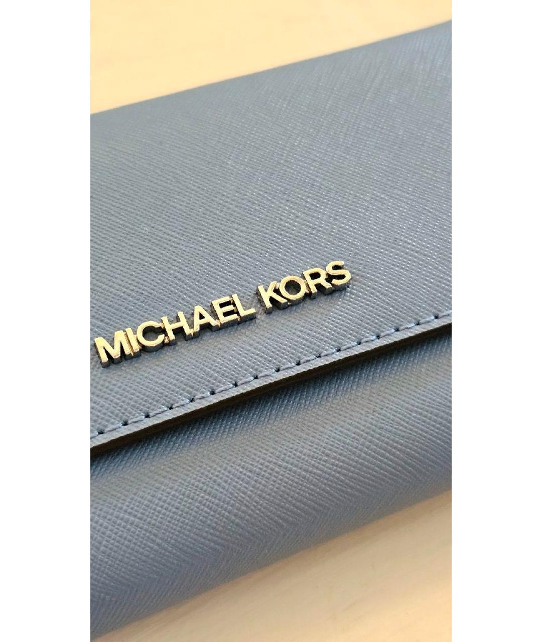 MICHAEL KORS Голубой кожаный кошелек, фото 6