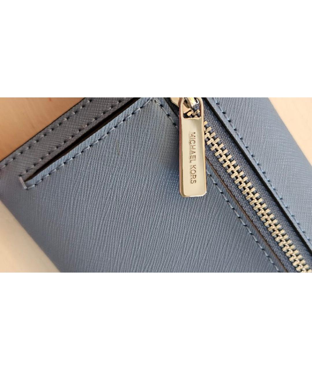 MICHAEL KORS Голубой кожаный кошелек, фото 7