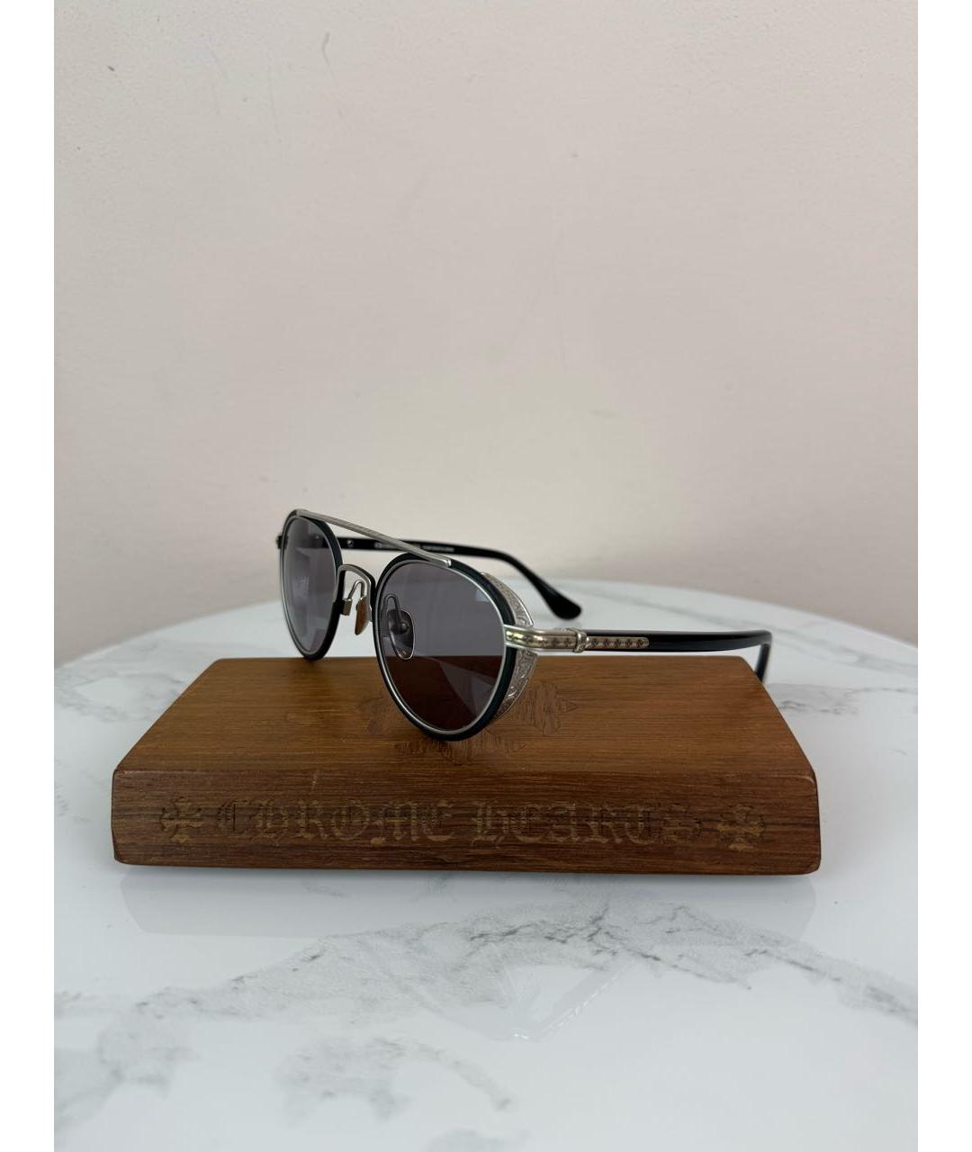 CHROME HEARTS Черные металлические солнцезащитные очки, фото 4
