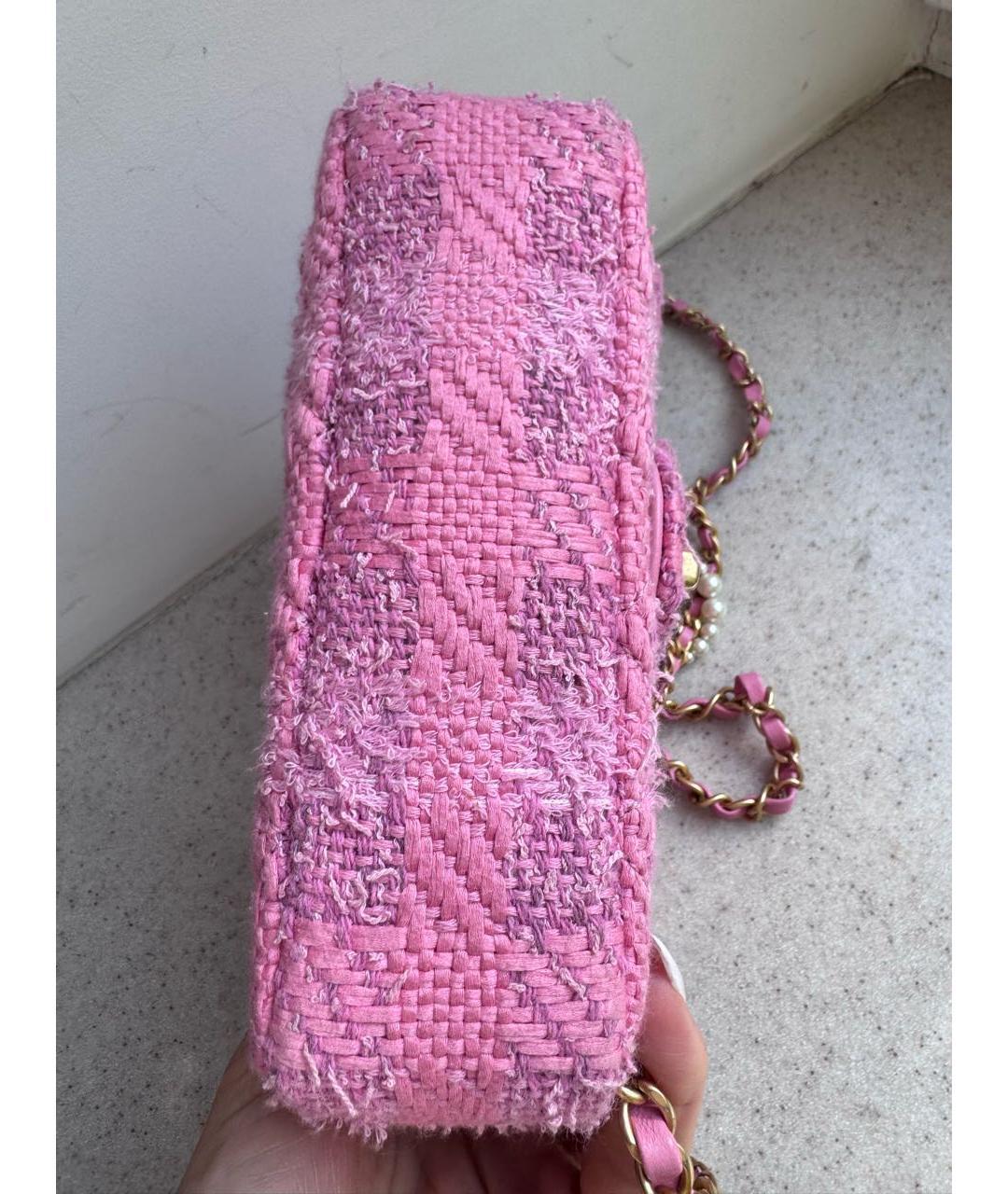 CHANEL Розовая твидовая сумка через плечо, фото 4