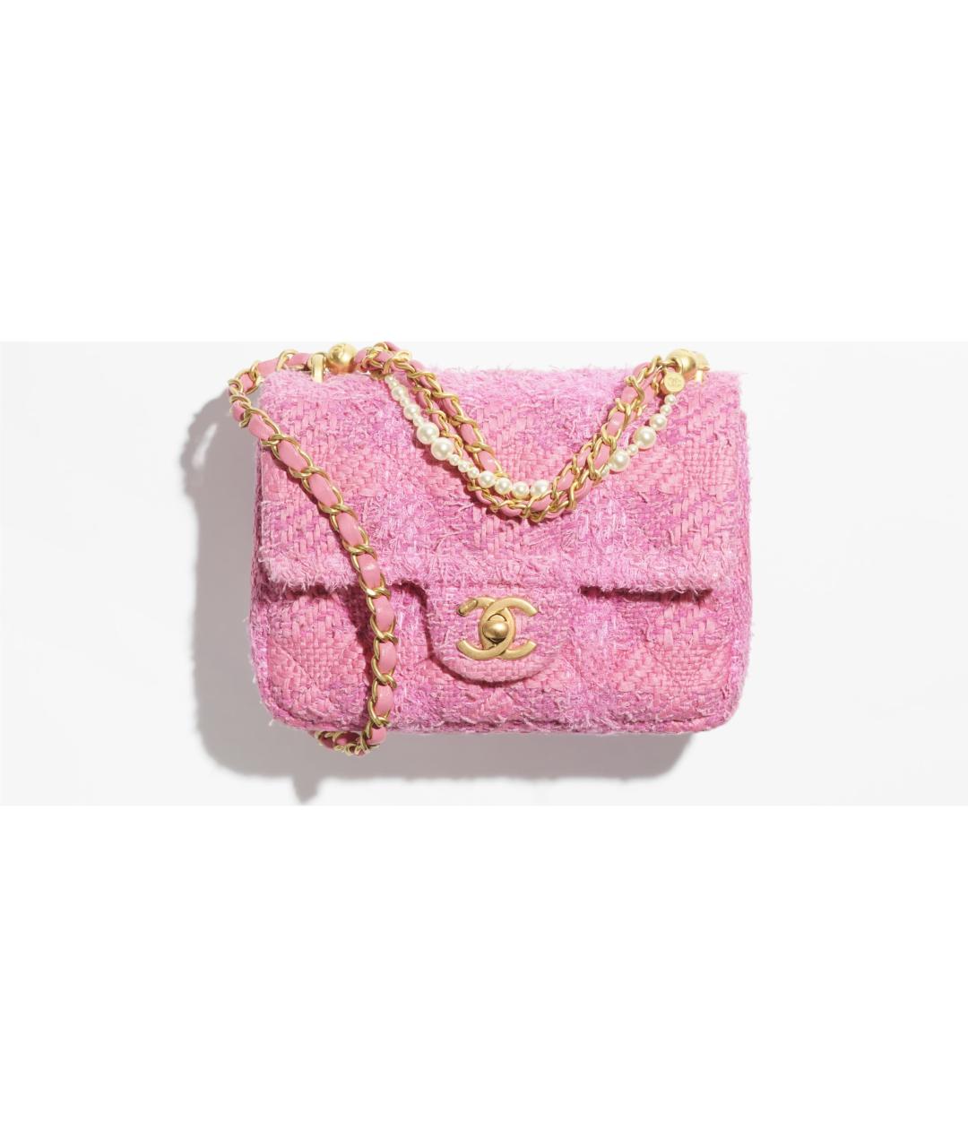 CHANEL Розовая твидовая сумка через плечо, фото 10
