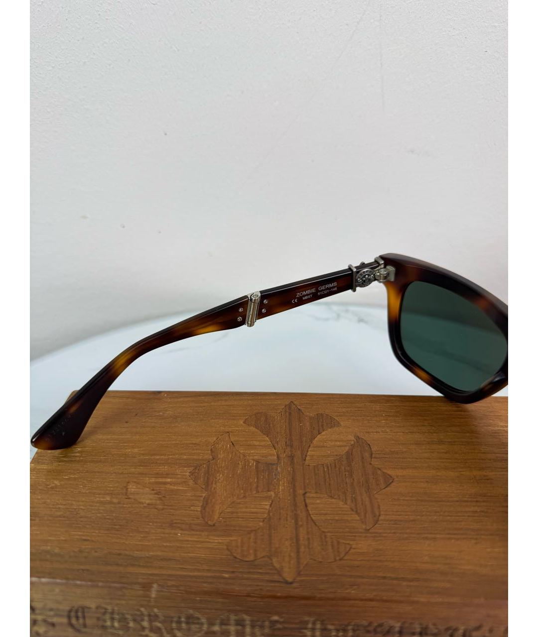 CHROME HEARTS Коричневые пластиковые солнцезащитные очки, фото 6
