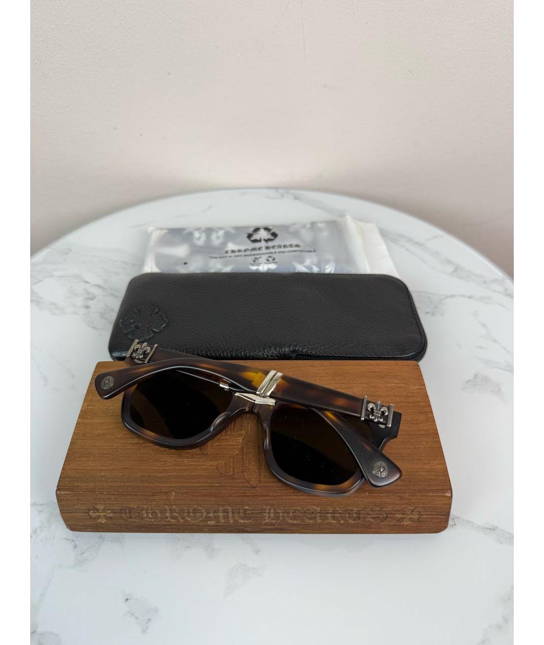 CHROME HEARTS Коричневые пластиковые солнцезащитные очки, фото 3