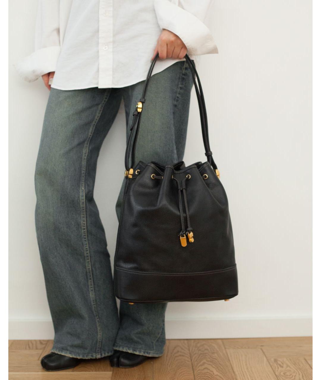 LOEWE Черная кожаная сумка тоут, фото 4