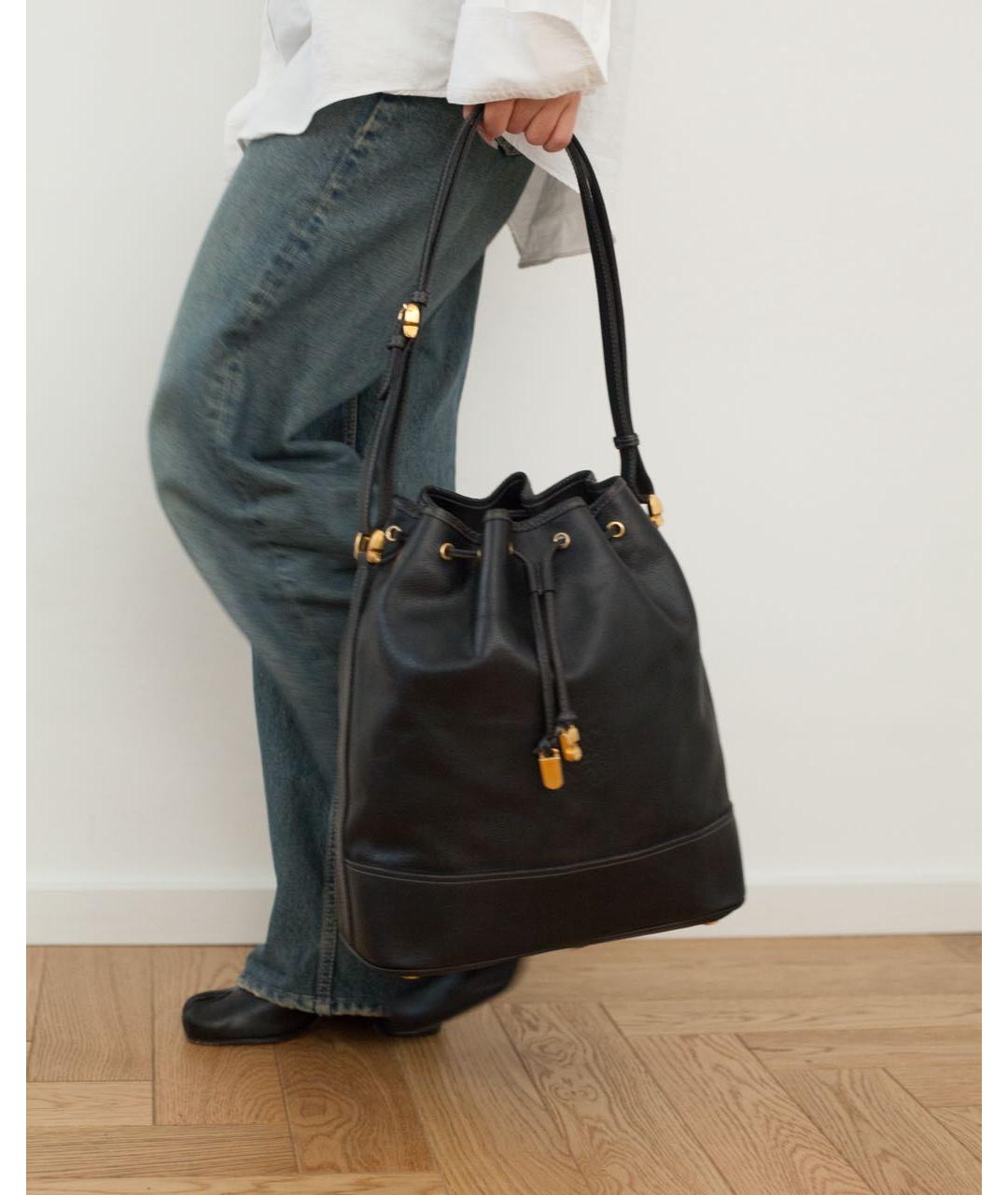 LOEWE Черная кожаная сумка тоут, фото 5
