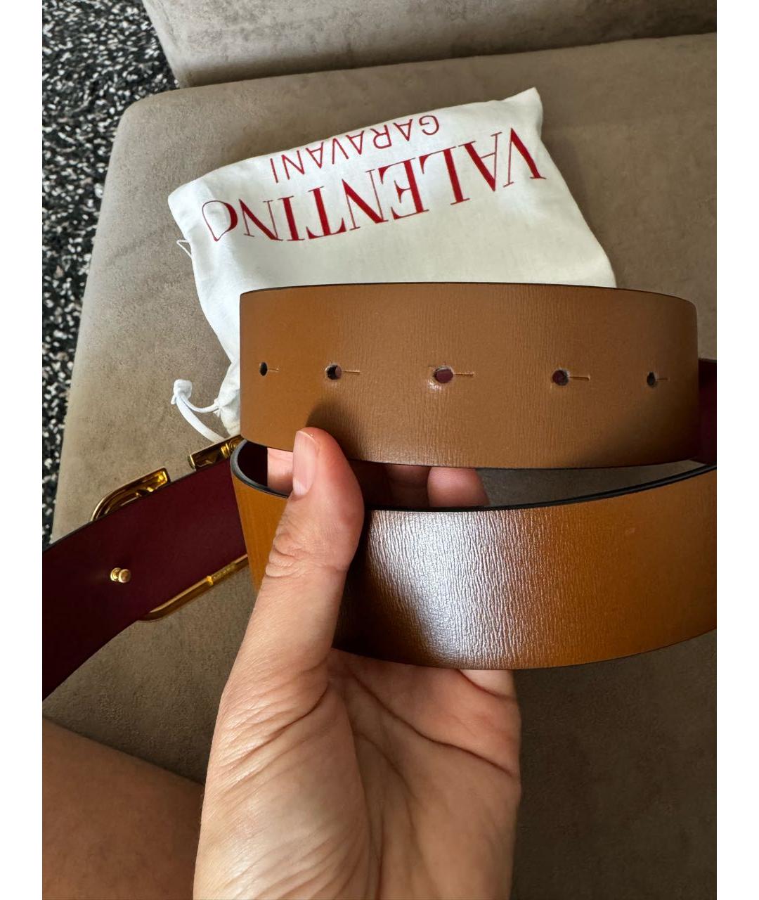 VALENTINO Коричневый кожаный ремень, фото 5