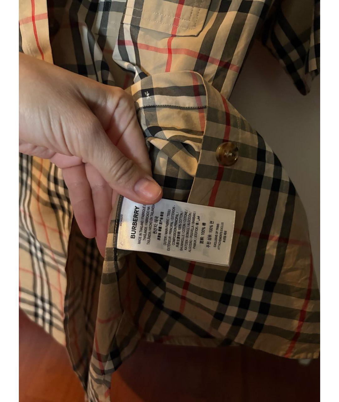 BURBERRY Бежевая хлопковая рубашка, фото 4