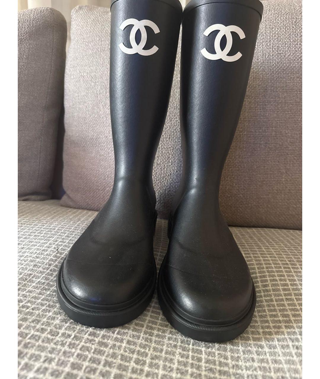 CHANEL Черные резиновые сапоги, фото 2