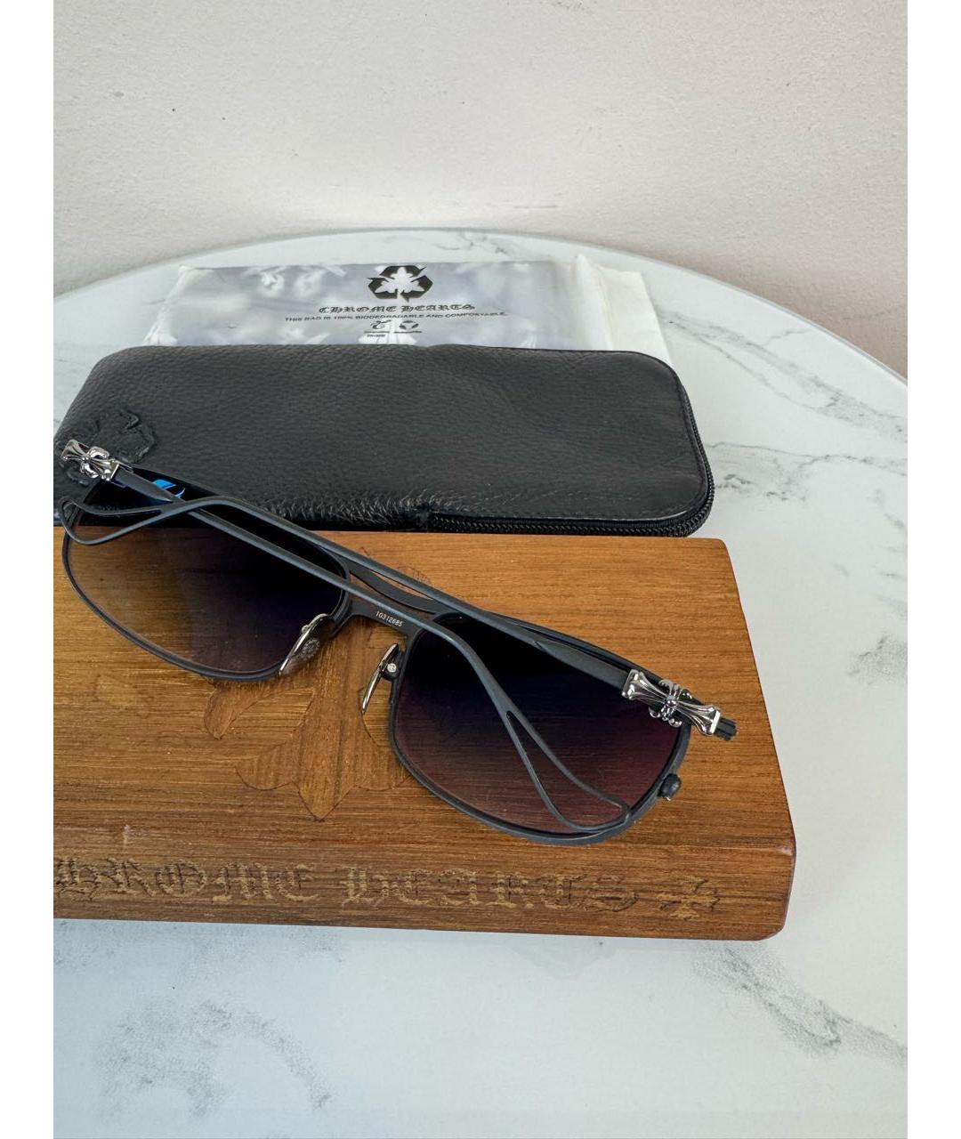 CHROME HEARTS Черные металлические солнцезащитные очки, фото 3
