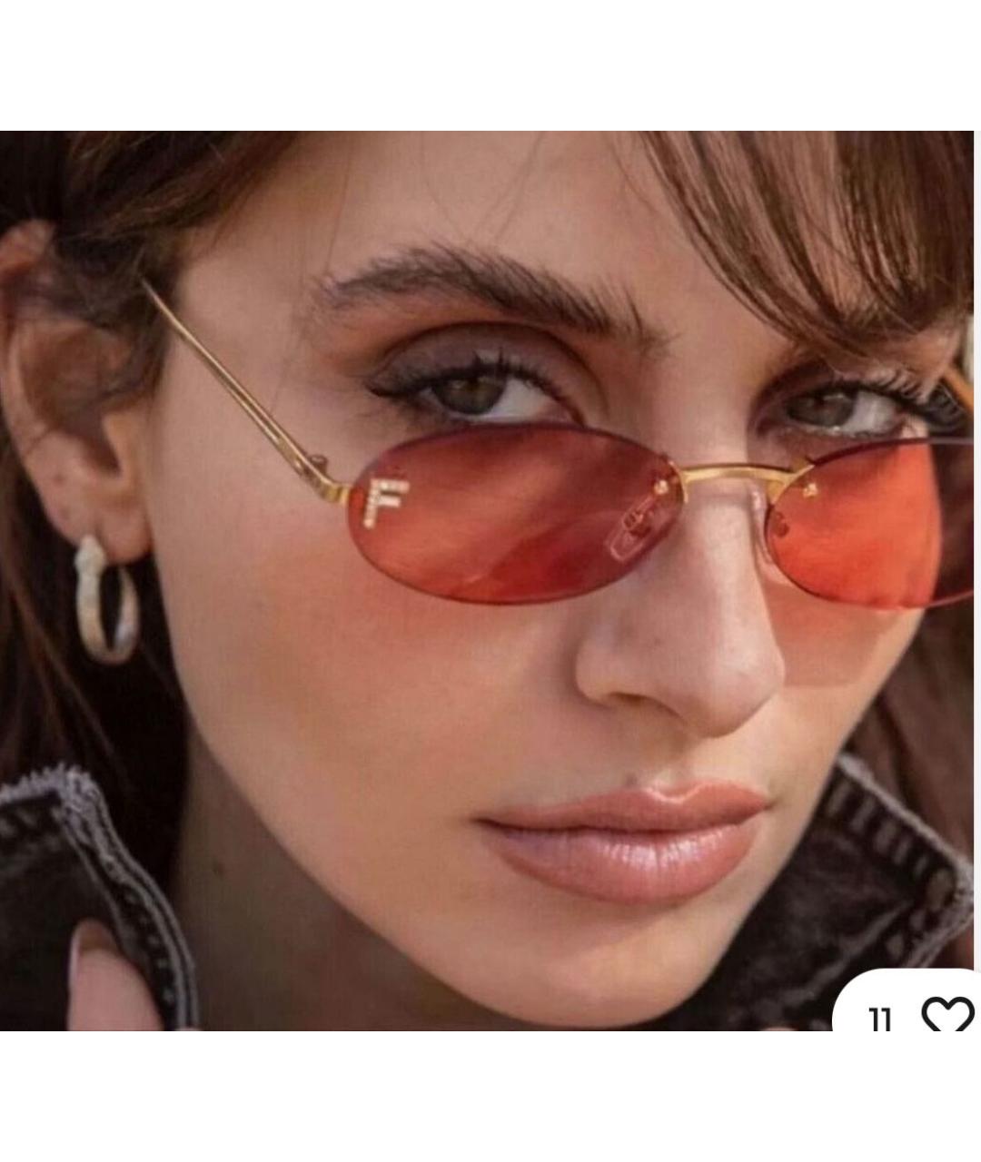 FENDI Оранжевое металлические солнцезащитные очки, фото 5