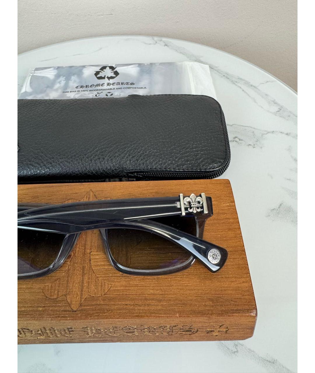 CHROME HEARTS Темно-синие пластиковые солнцезащитные очки, фото 3
