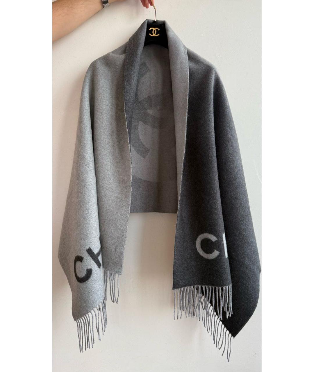 CHANEL Антрацитовый шарф, фото 6