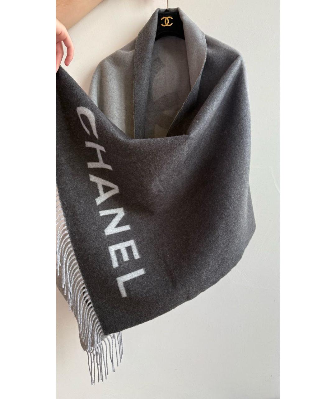 CHANEL Антрацитовый шарф, фото 5