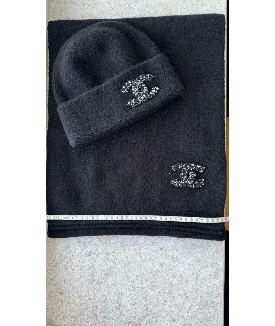 CHANEL Черный шарф, фото 4