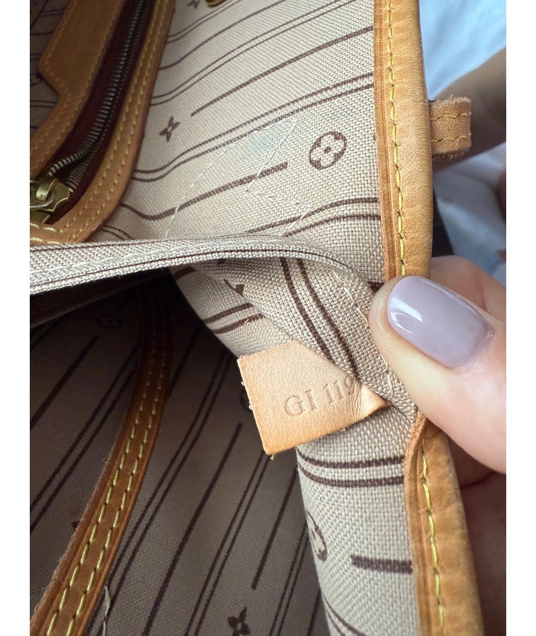 LOUIS VUITTON Коричневая кожаная сумка тоут, фото 7