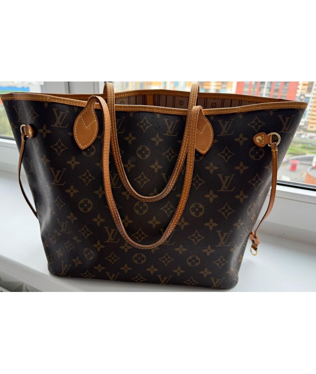LOUIS VUITTON Коричневая кожаная сумка тоут, фото 3
