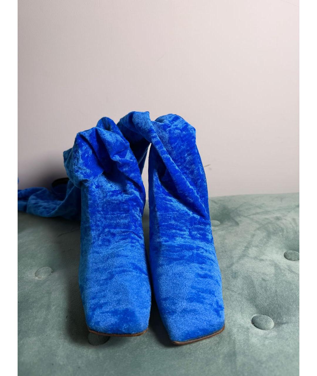 VETEMENTS Синие бархатные ботфорты, фото 2