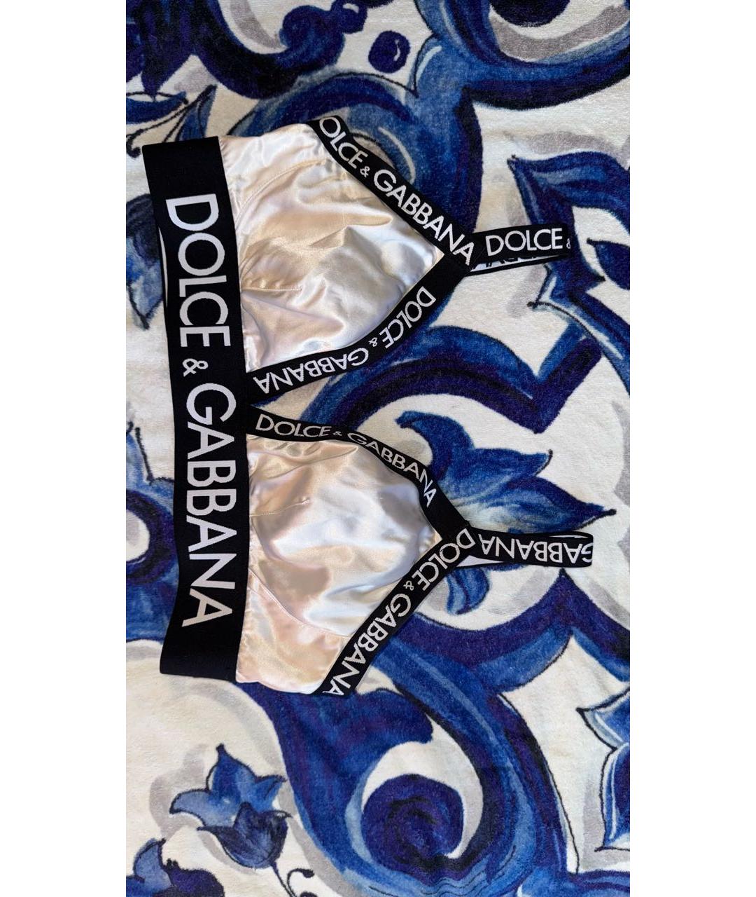 DOLCE&GABBANA Белая атласная майка, фото 2