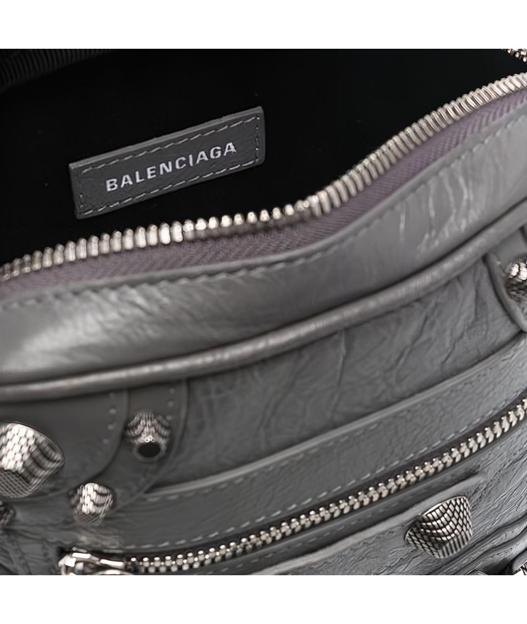 BALENCIAGA Серебряная кожаная сумка на плечо, фото 3