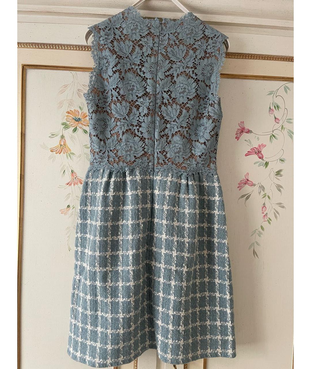 VALENTINO Голубое шерстяное повседневное платье, фото 2