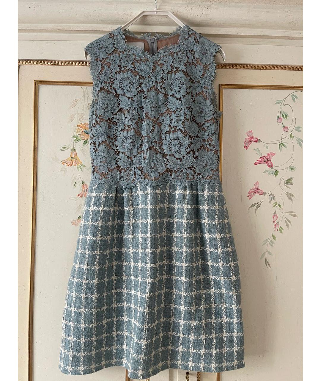VALENTINO Голубое шерстяное повседневное платье, фото 5