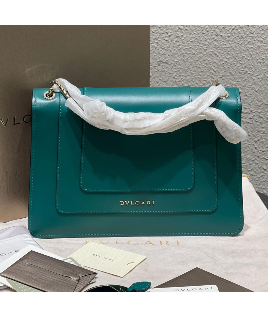 BVLGARI Зеленая кожаная сумка через плечо, фото 6