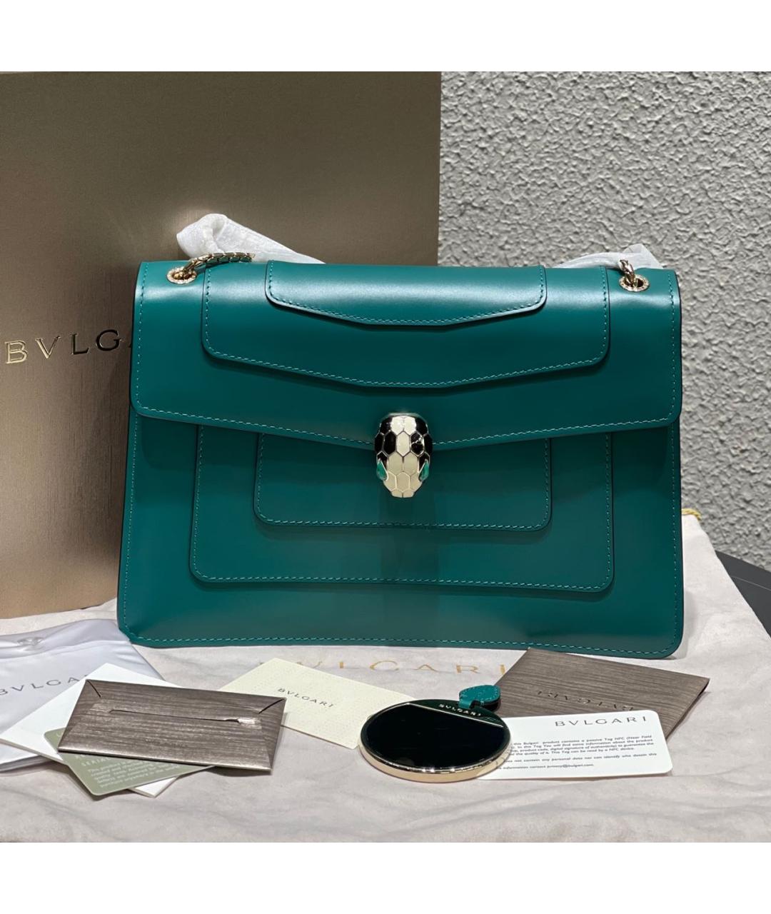BVLGARI Зеленая кожаная сумка через плечо, фото 8
