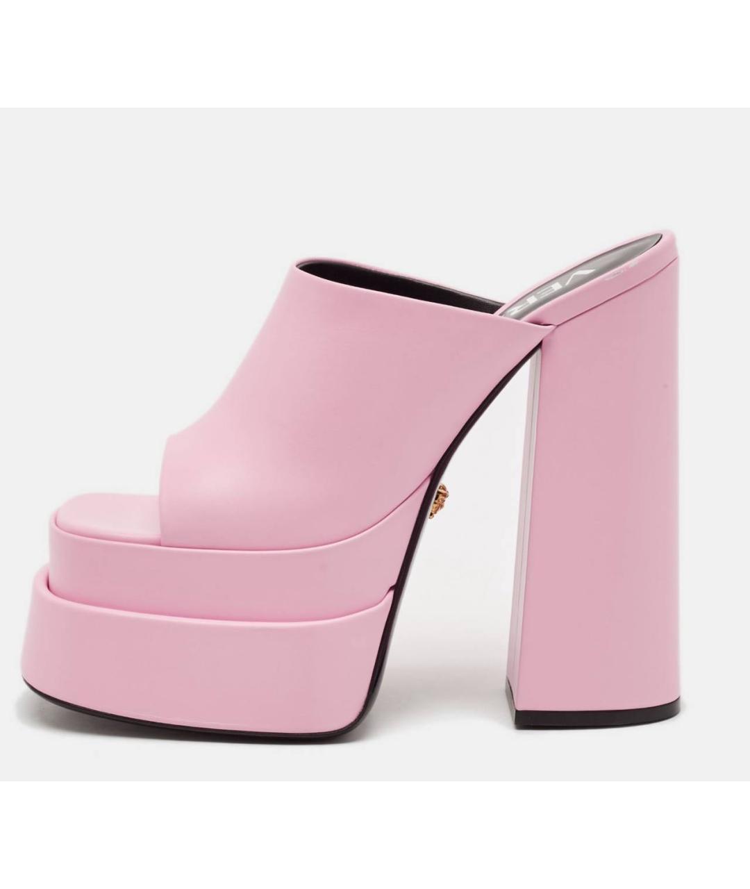 VERSACE Розовые кожаные босоножки, фото 7