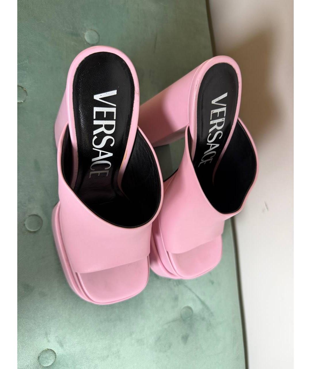 VERSACE Розовые кожаные босоножки, фото 2