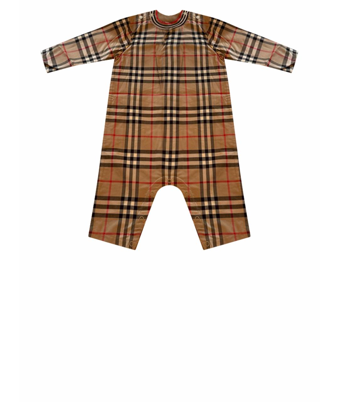 BURBERRY KIDS Коричневый хлопковый комбинезон, фото 1