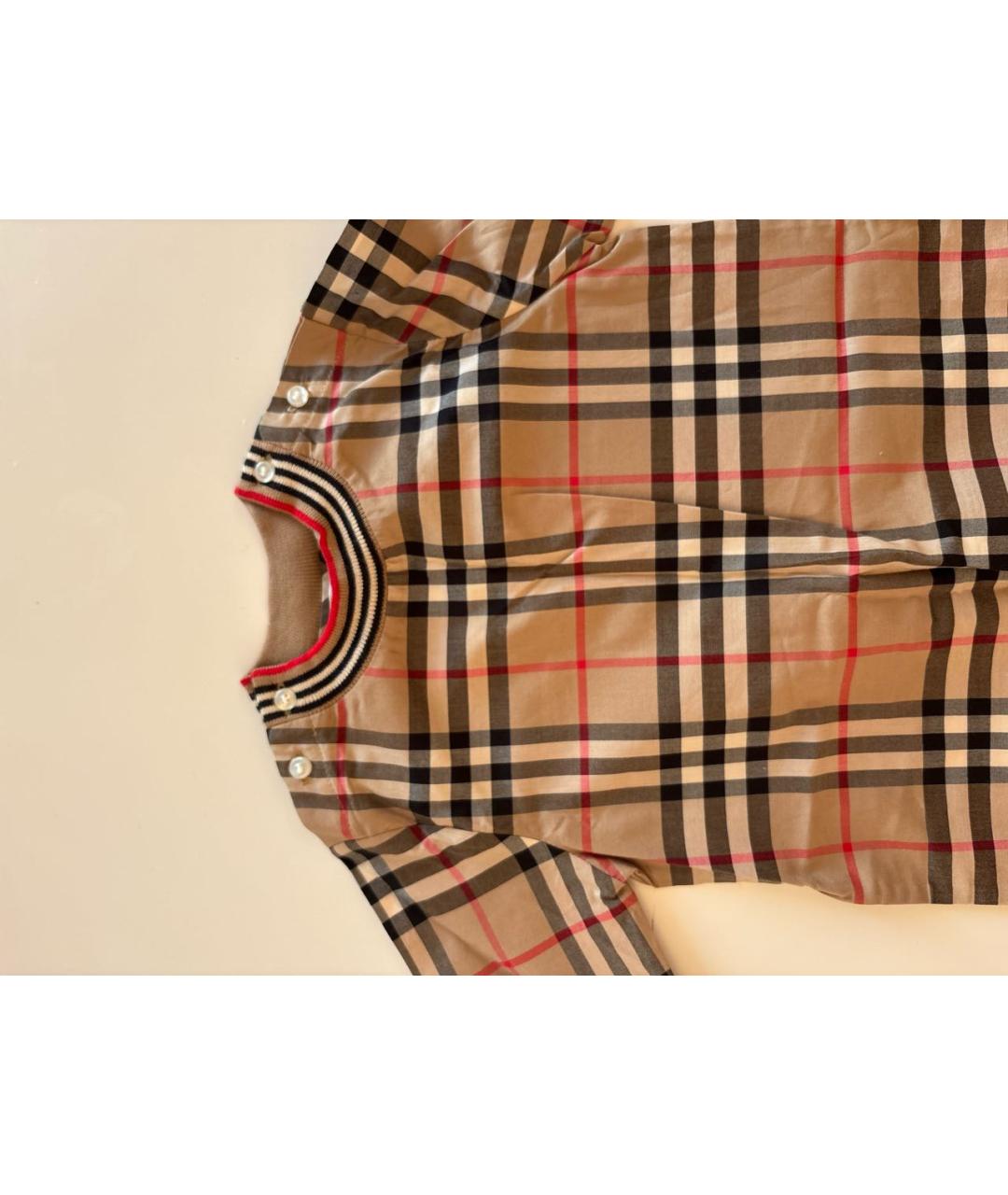 BURBERRY KIDS Коричневый хлопковый комбинезон, фото 3