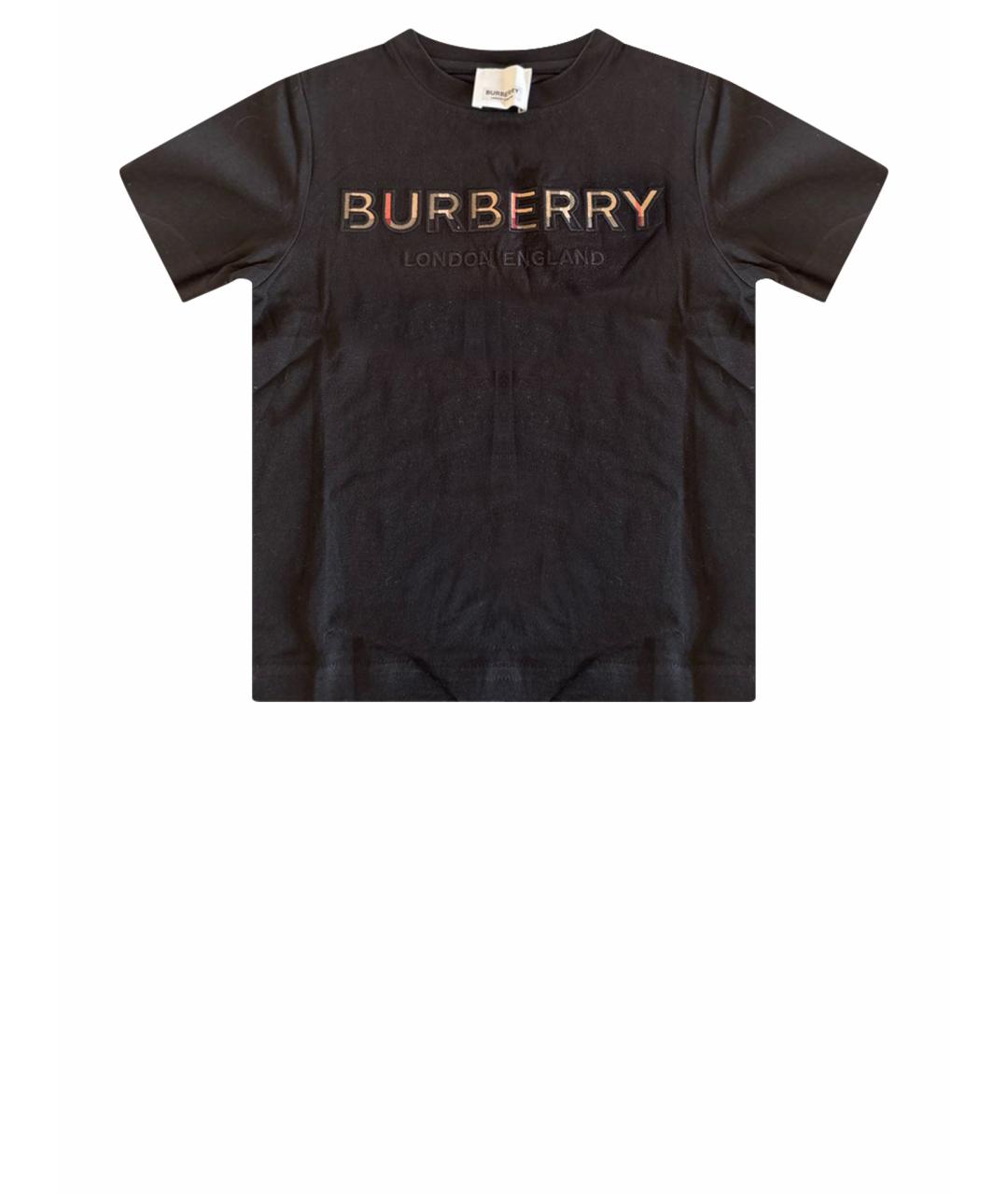 BURBERRY KIDS Черная хлопковая детская футболка, фото 1