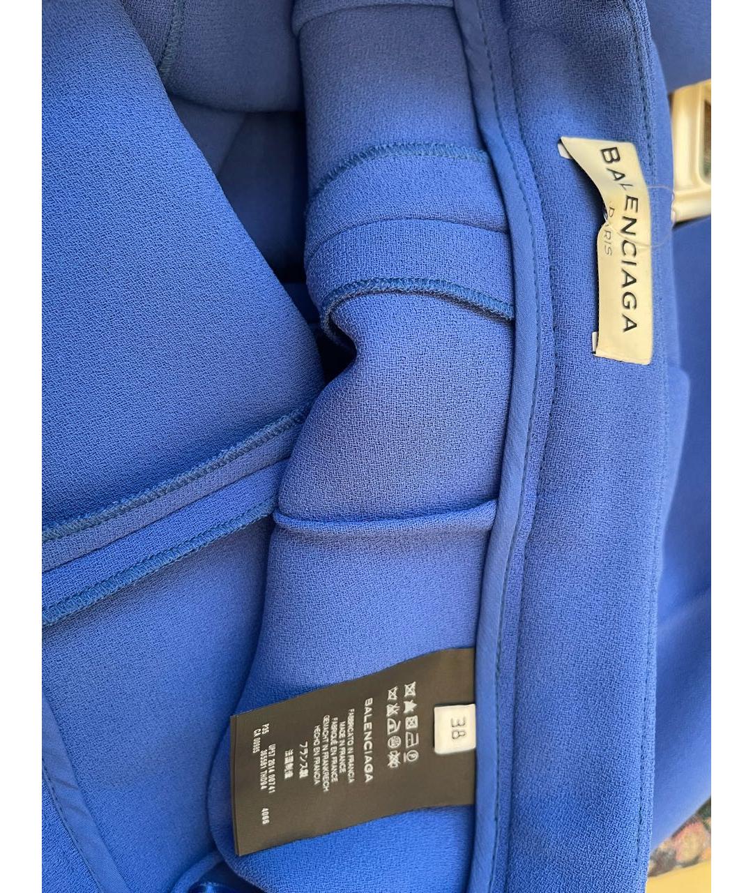 BALENCIAGA Синие полиэстеровые прямые брюки, фото 3