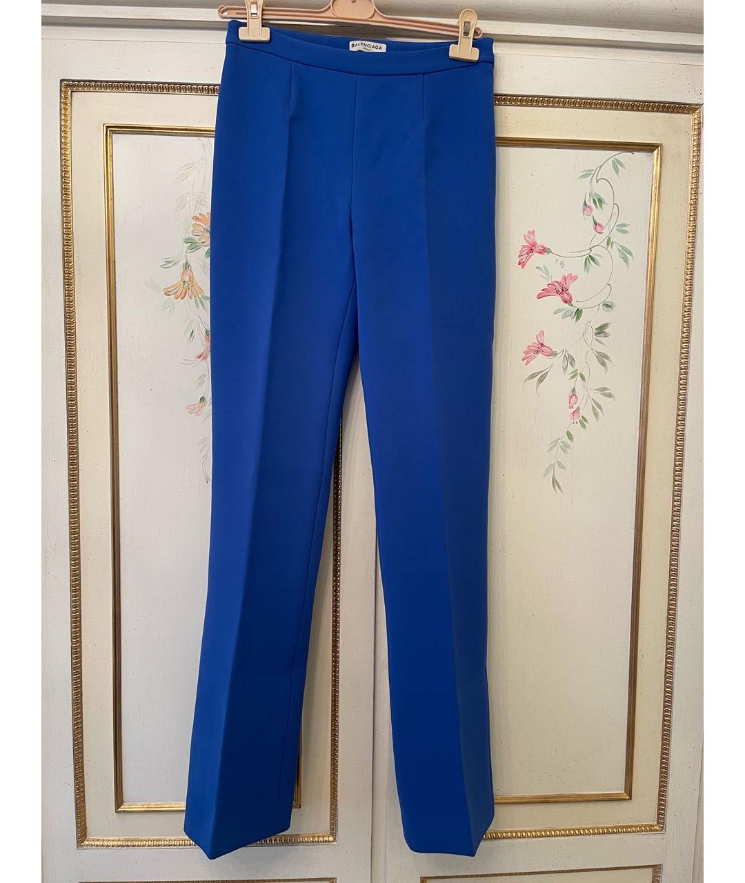 BALENCIAGA Синие полиэстеровые прямые брюки, фото 4