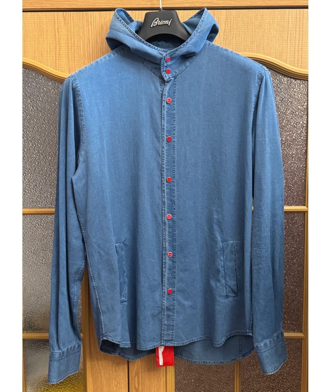 KITON Голубая хлопковая кэжуал рубашка, фото 8