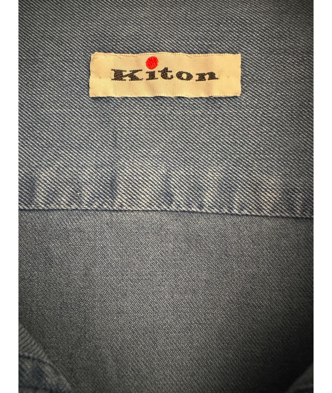KITON Голубая хлопковая кэжуал рубашка, фото 4