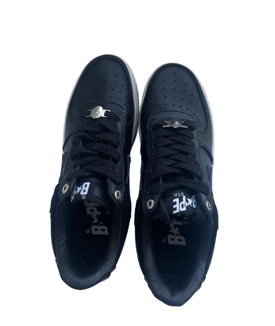 BAPE Черные кожаные низкие кроссовки / кеды, фото 3