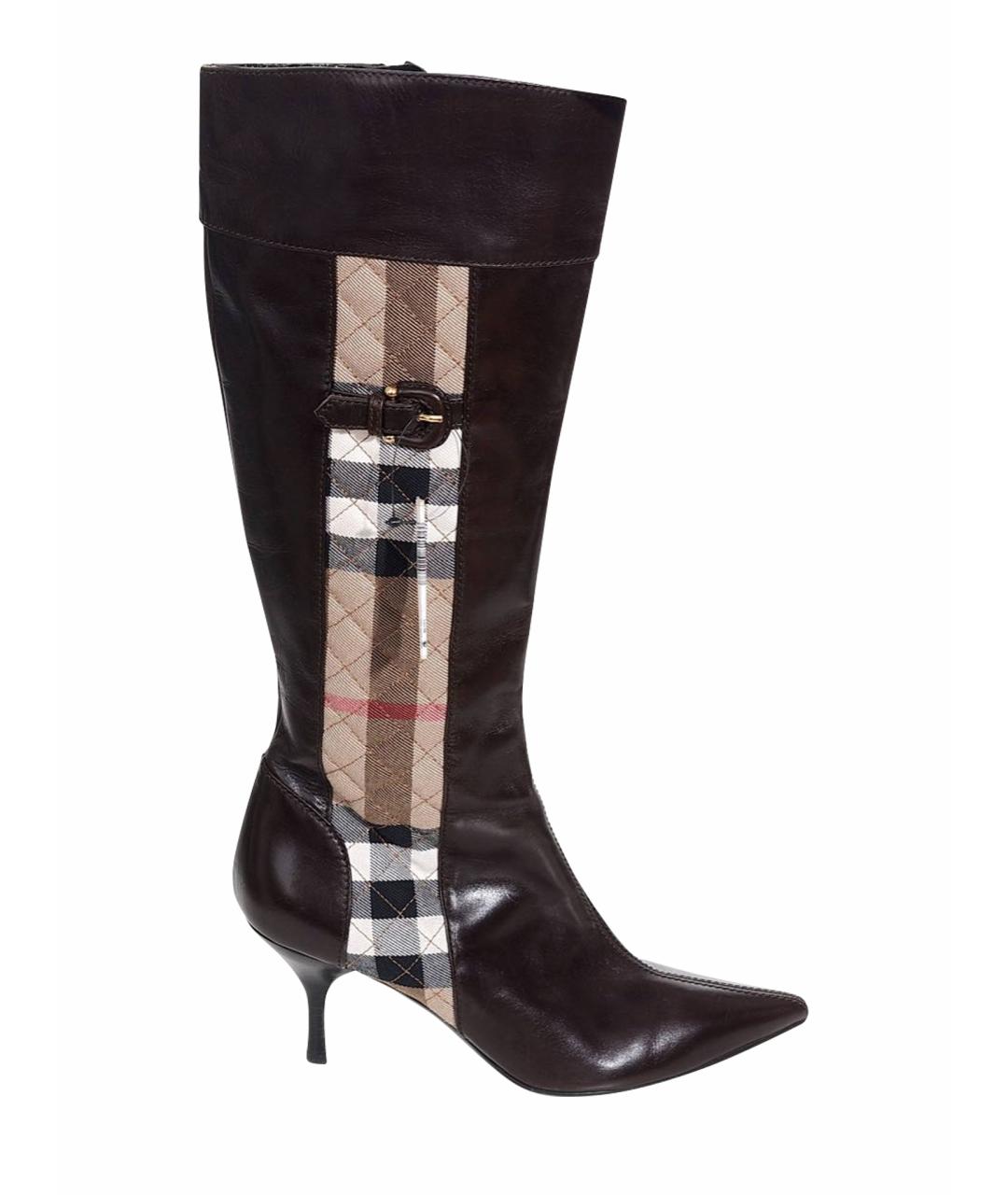 BURBERRY Коричневые кожаные сапоги, фото 1