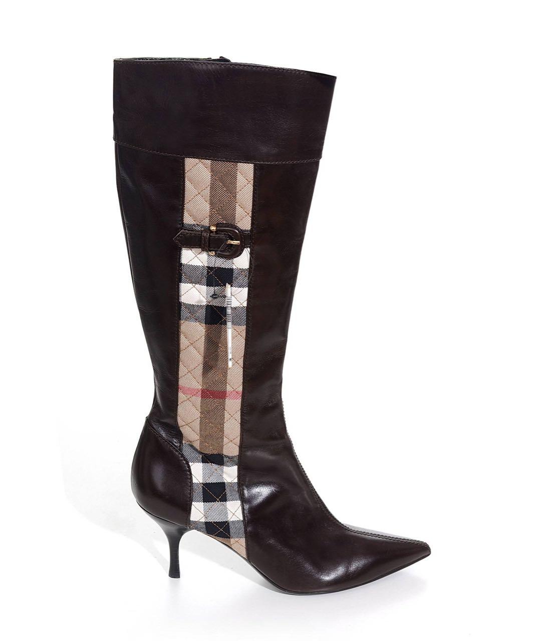 BURBERRY Коричневые кожаные сапоги, фото 9