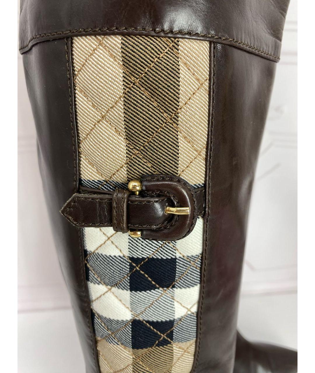 BURBERRY Коричневые кожаные сапоги, фото 7