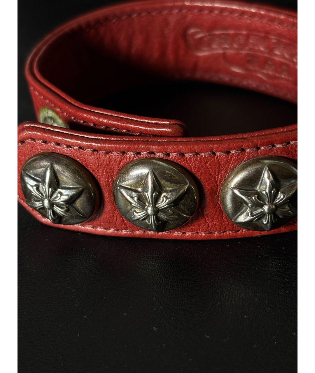 CHROME HEARTS Бордовый кожаный браслет, фото 2