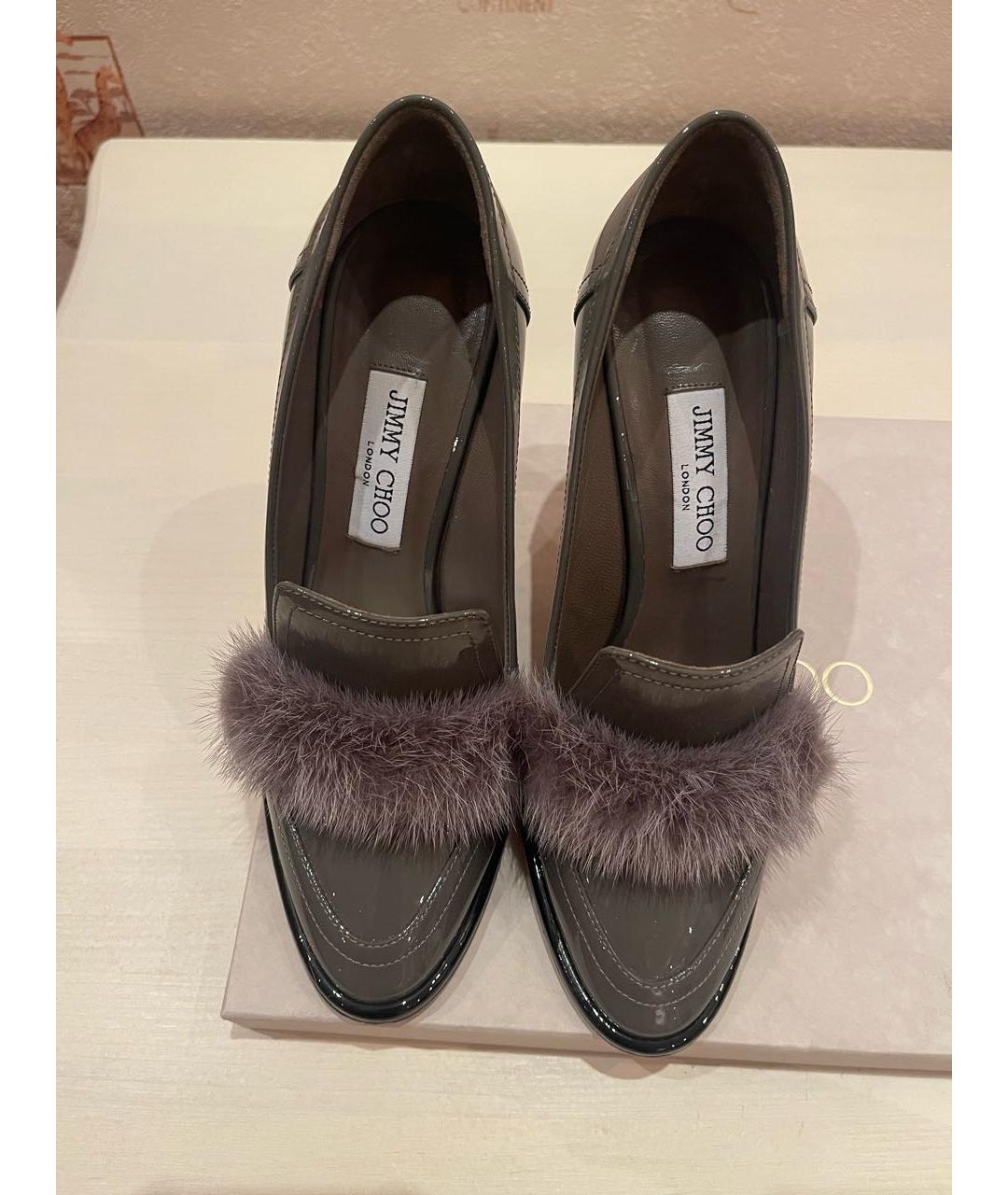 JIMMY CHOO Антрацитовые туфли из лакированной кожи, фото 2