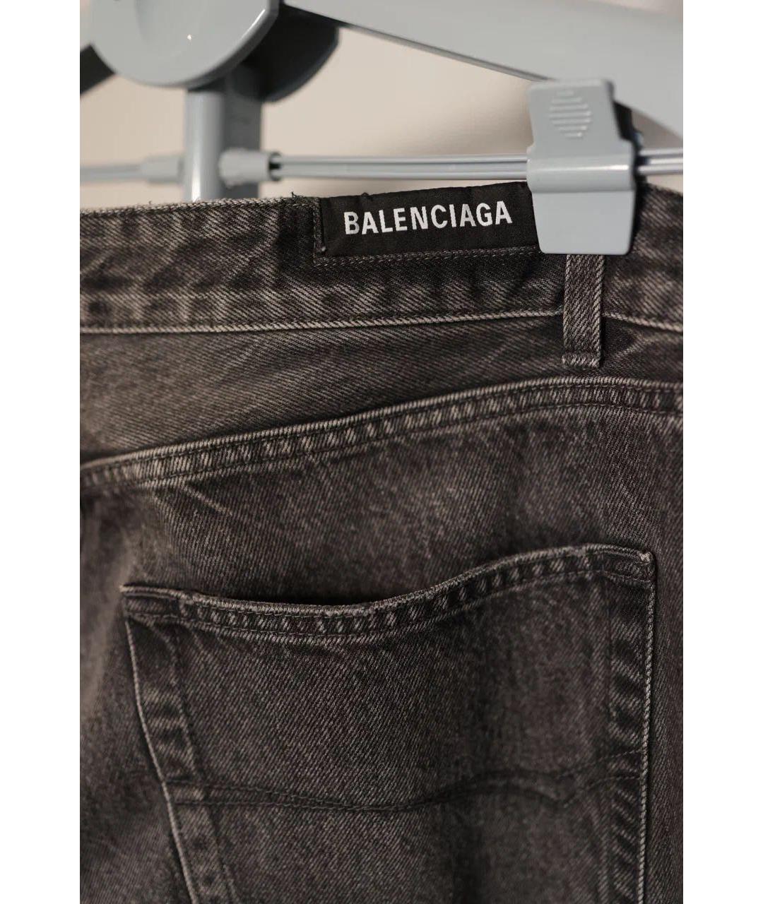 BALENCIAGA Серые хлопковые прямые джинсы, фото 4