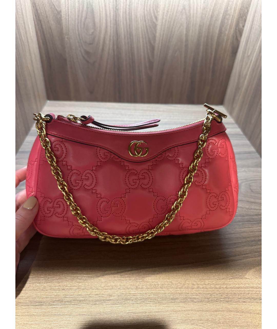 GUCCI Розовая кожаная сумка через плечо, фото 4