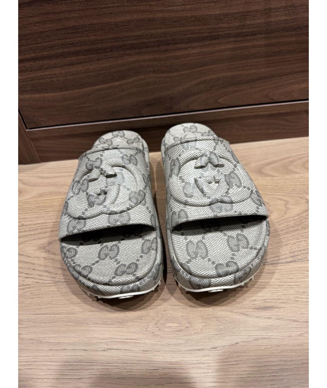 GUCCI Бежевые резиновые шлепанцы, фото 2