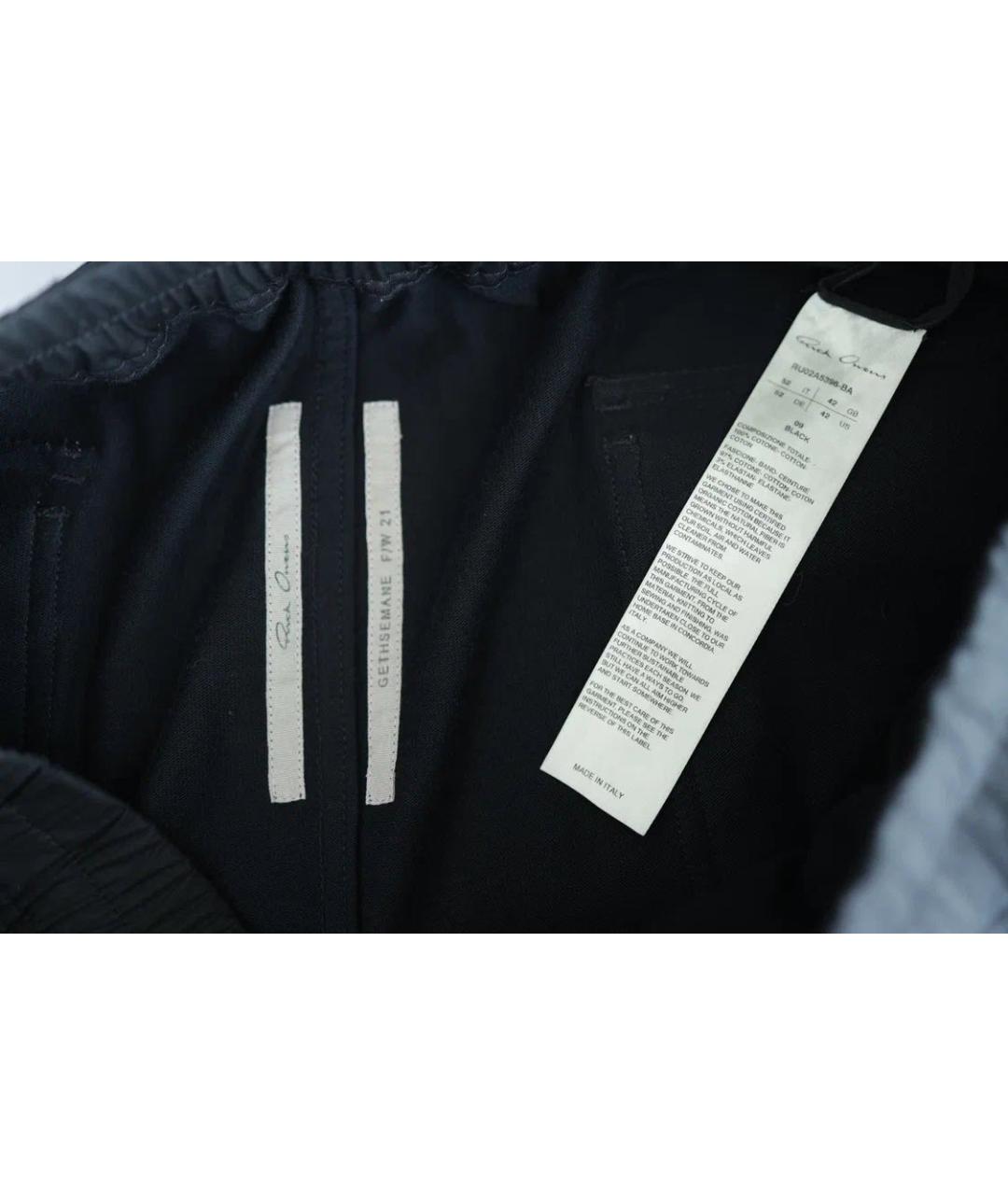 RICK OWENS Черные хлопковые повседневные брюки, фото 3