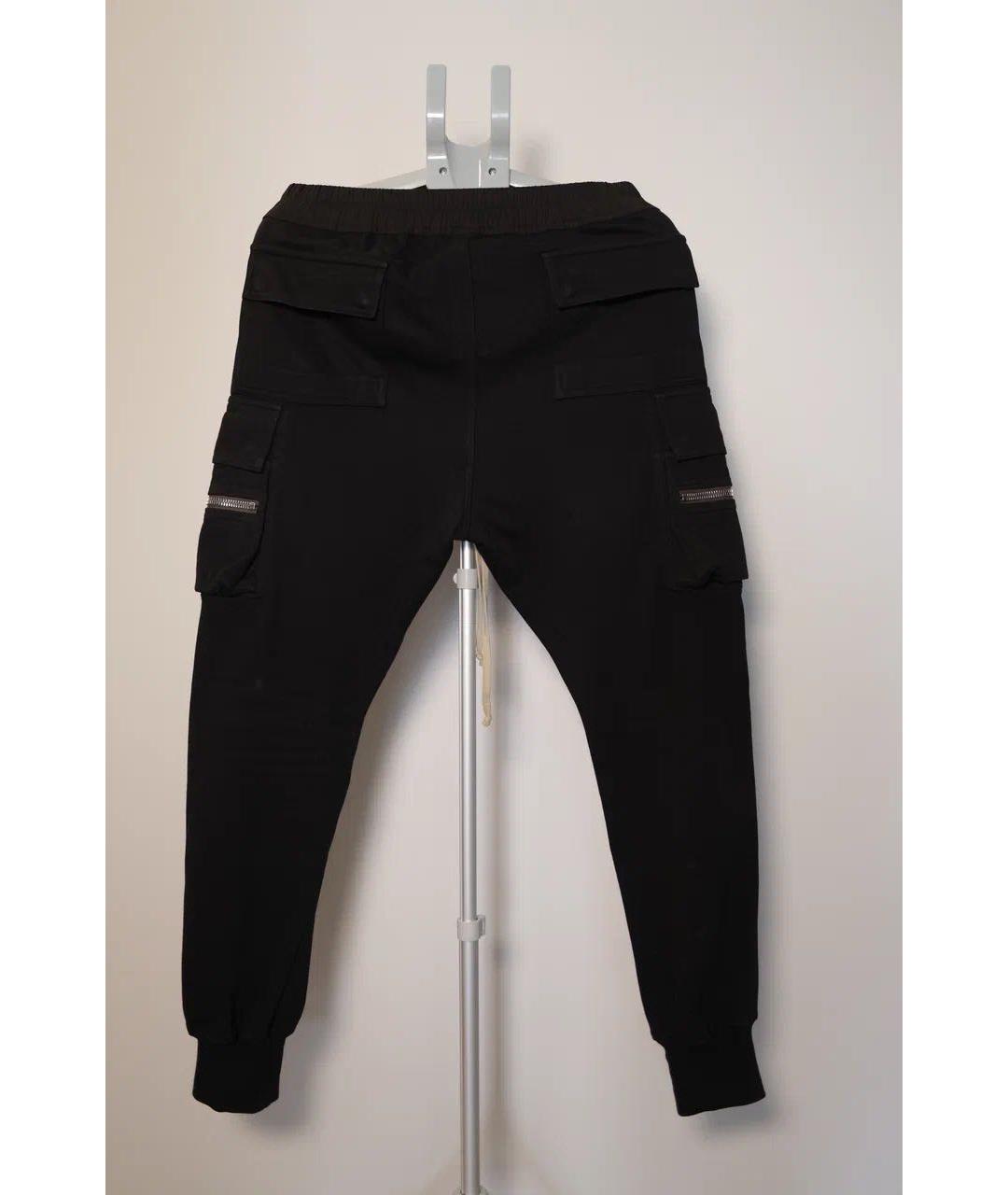 RICK OWENS Черные хлопковые повседневные брюки, фото 2